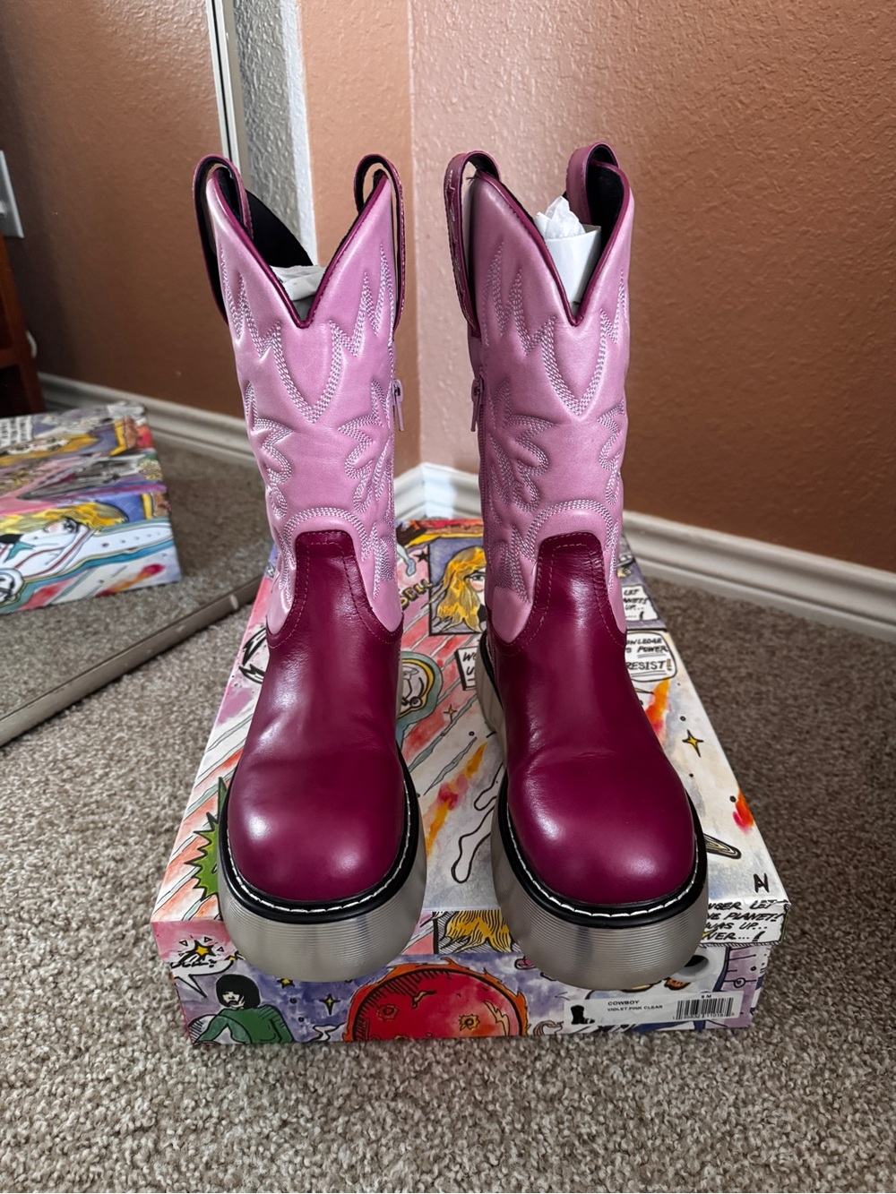 Jeffrey Campbell Cowboy Boots in Berry Pink - Picture 3 of 4